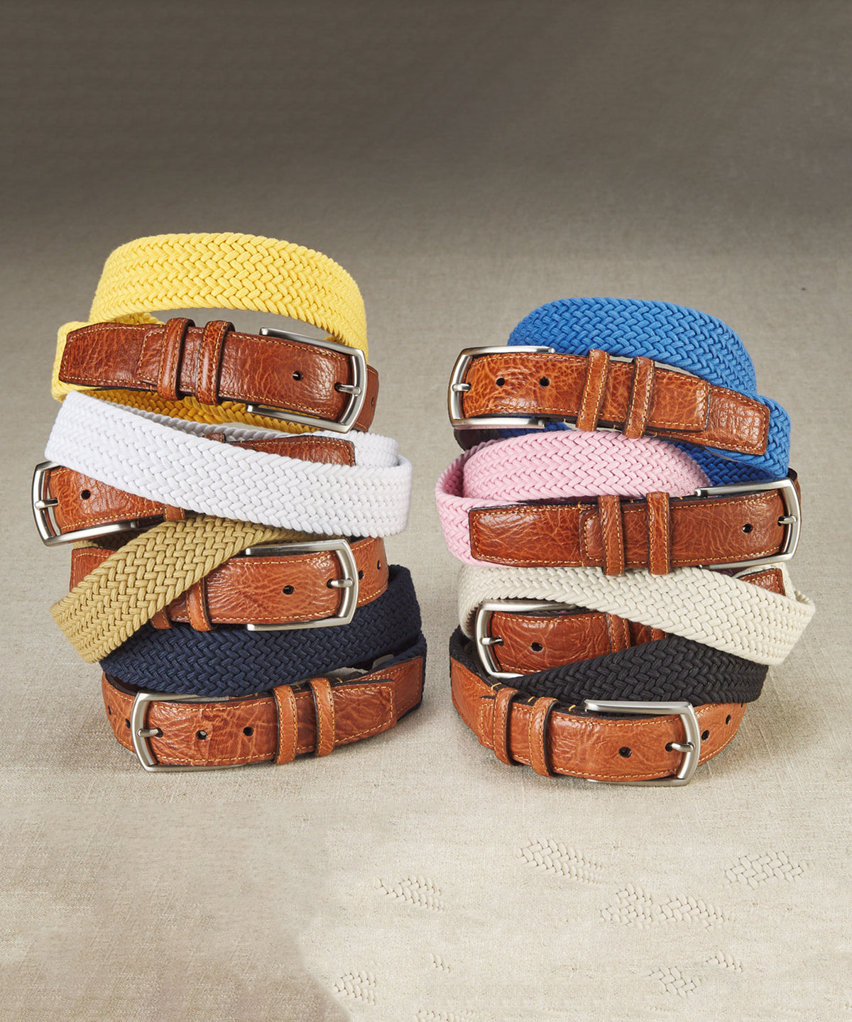 Italian Woven Cotton Elastic Belt, Men's Big & Tall