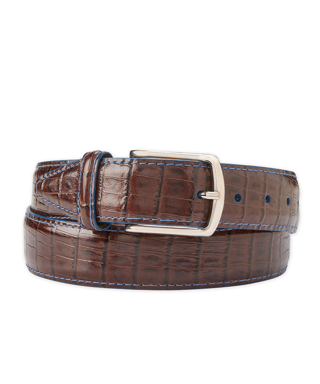 Embossed Alligator Print Calfskin Belt, Men's Big & Tall