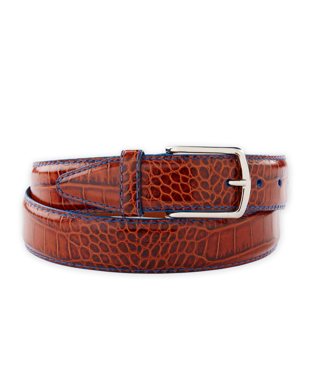 Embossed Alligator Print Calfskin Belt, Men's Big & Tall