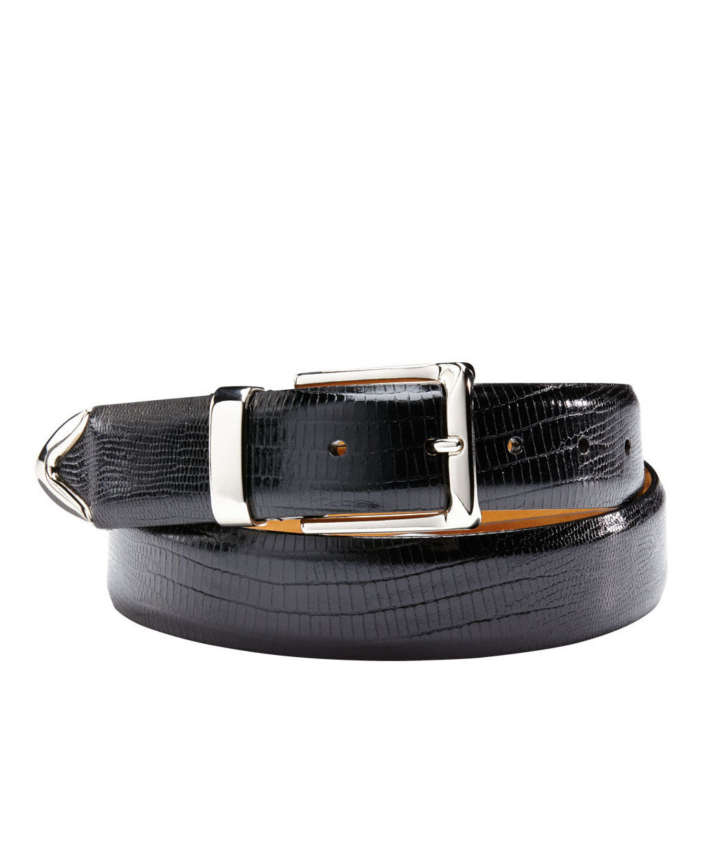 Le Bernadin Embossed Lizard Print Calfskin Belt, Men's Big & Tall