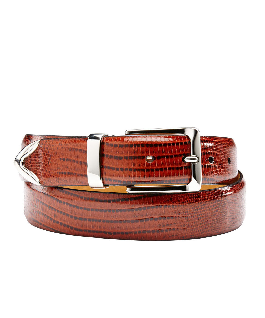 Le Bernadin Embossed Lizard Print Calfskin Belt, Men's Big & Tall