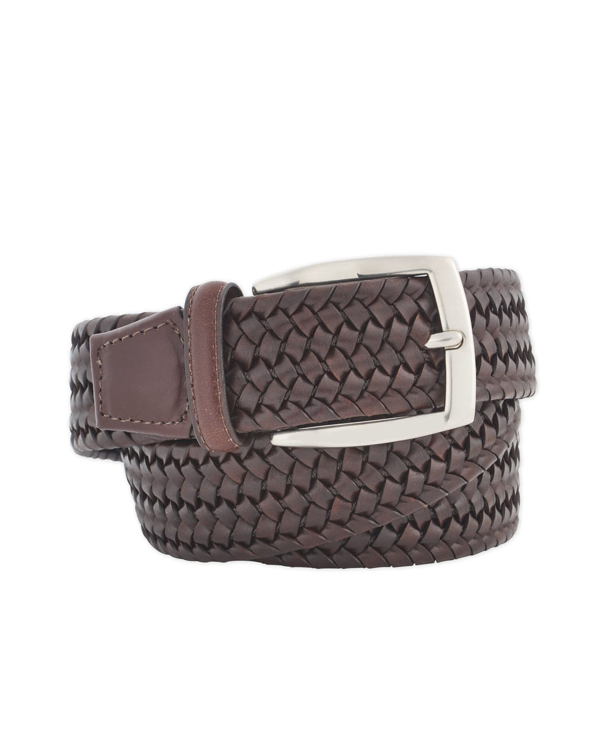 Woven Stretch Leather Belt, Men's Big & Tall