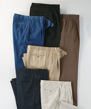 Westport 1989 Pleated Wrinkle-Free Twill Pants with Stretch Waistband