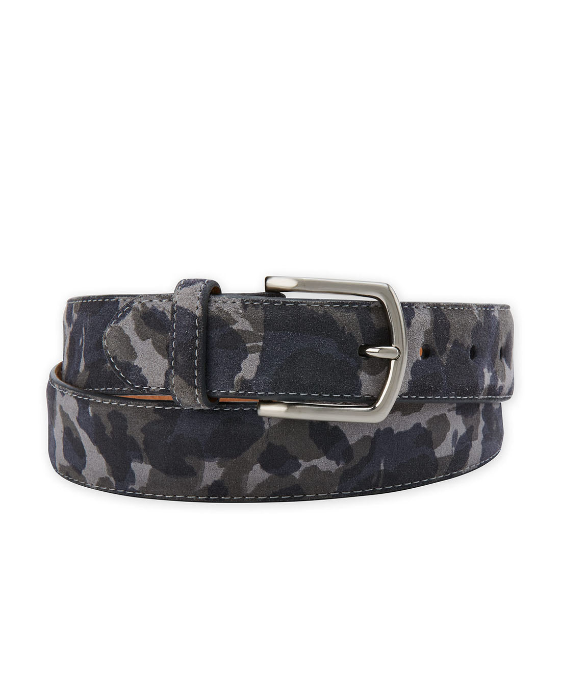 Westport Black Camo Print Leather Belt, Men's Big & Tall