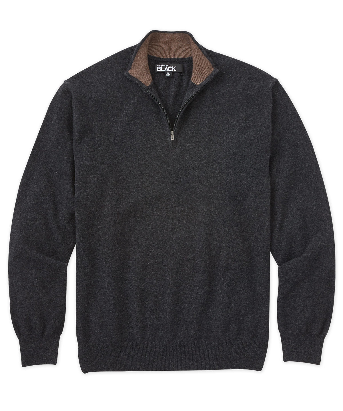 Westport Black Cashmere Quarter-Zip Sweater, Men's Big & Tall