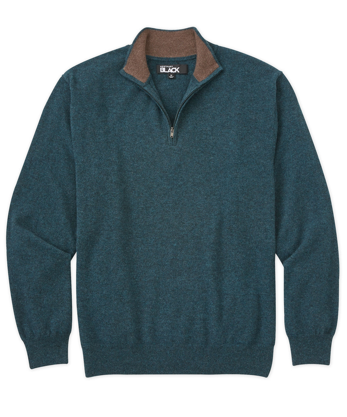 Westport Black Cashmere Quarter-Zip Sweater, Men's Big & Tall