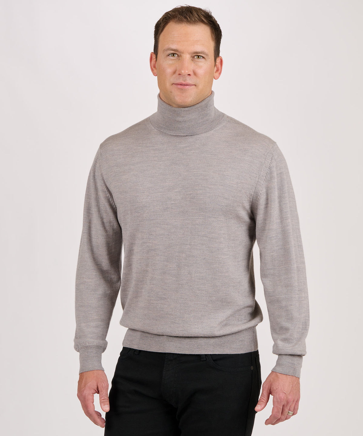 Westport Black Merino Wool Turtleneck Sweater, Men's Big & Tall