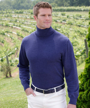 Westport Black Merino Wool Turtleneck Sweater