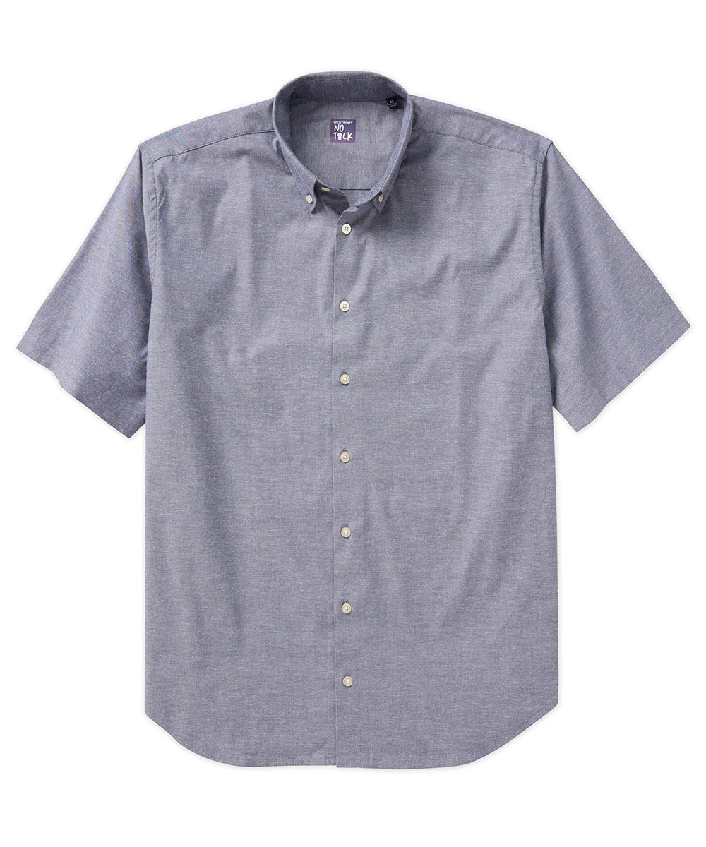 Westport No-Tuck Short Sleeve Stretch-Cotton Oxford Sport Shirt, Men's Big & Tall