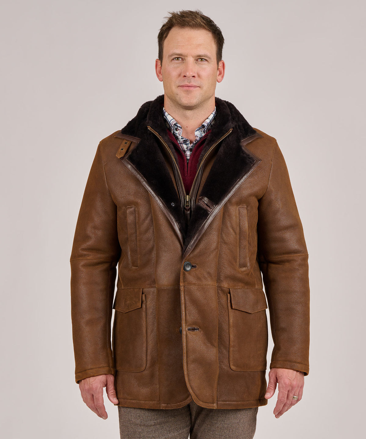 Westport Black Shearling Coat, Men's Big & Tall