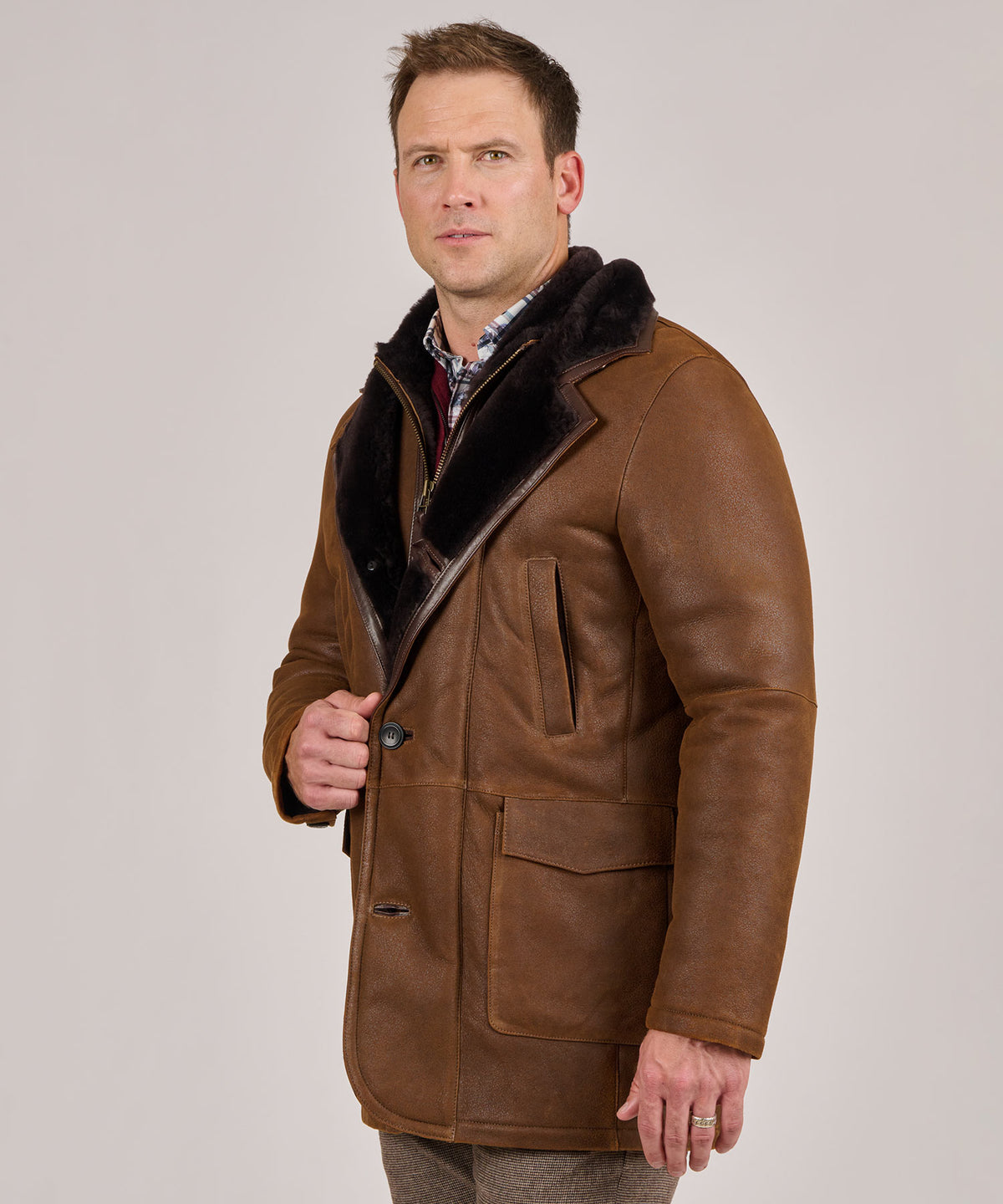 Westport Black Shearling Coat, Men's Big & Tall