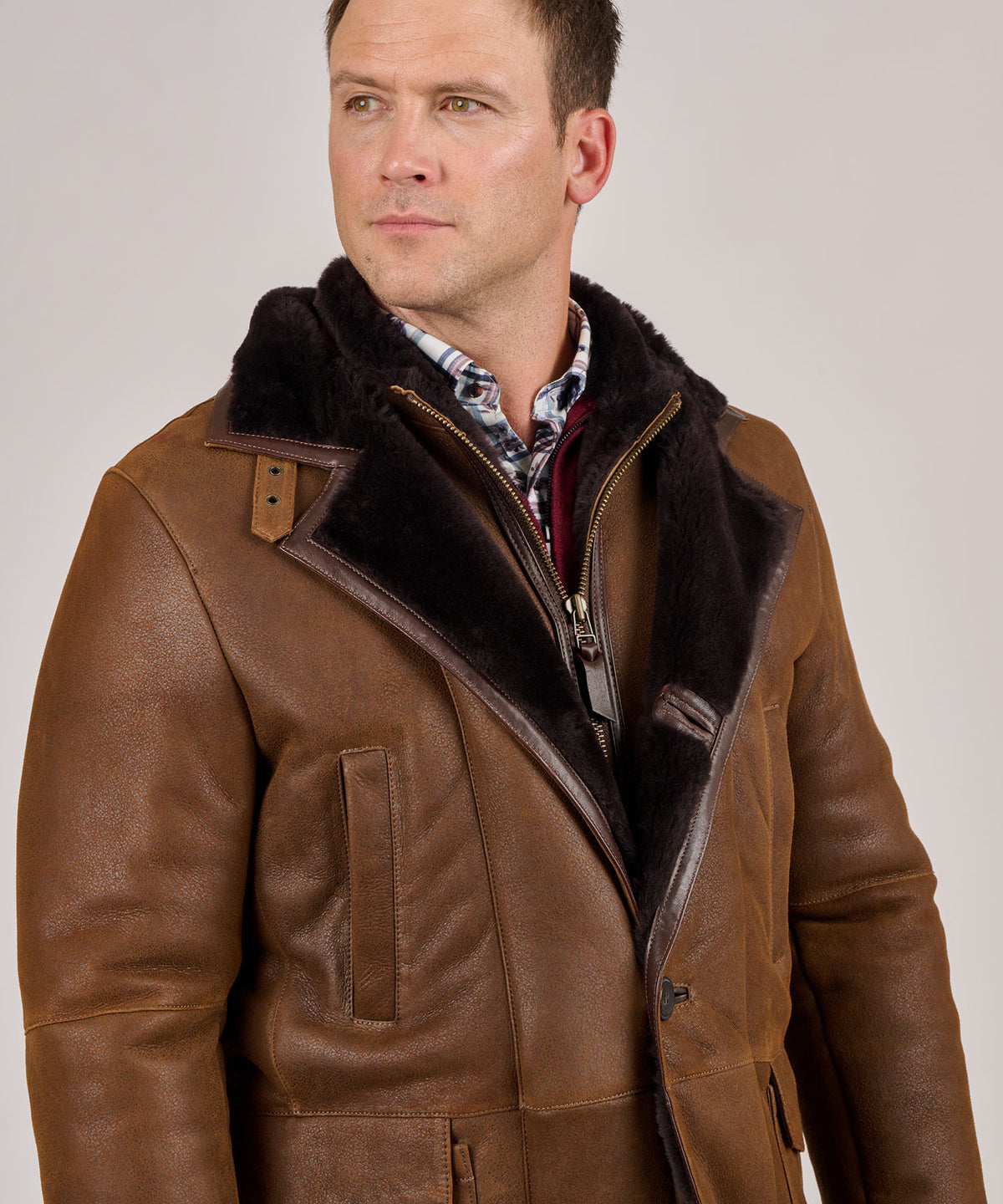 Westport Black Shearling Coat, Men's Big & Tall