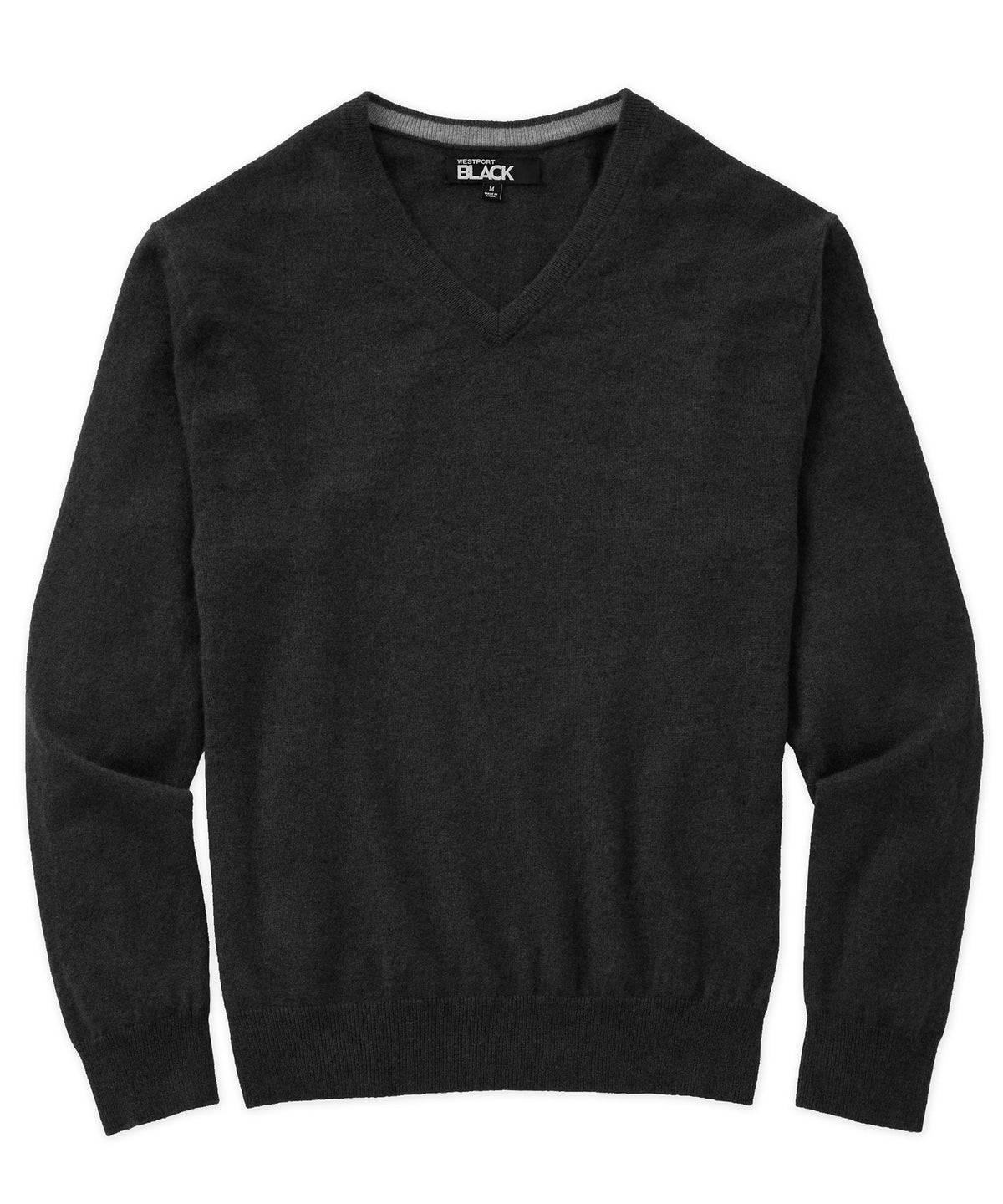 Westport Black Greenwich Cashmere V-Neck Sweater, Men's Big & Tall