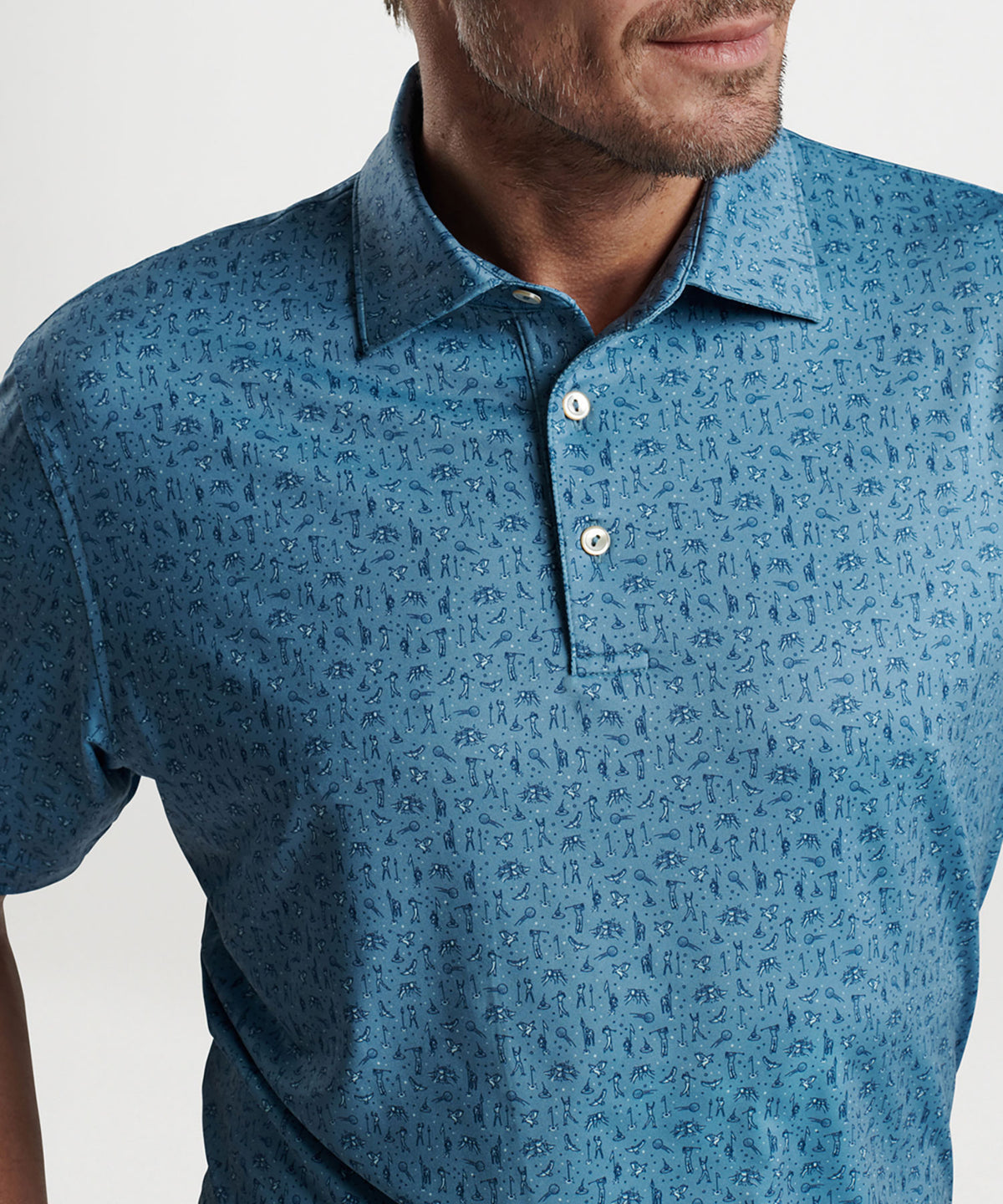 Peter Millar Short Sleeve Hole In One Print Polo, Men's Big & Tall