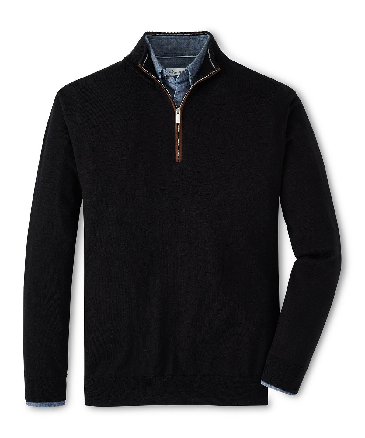 Peter Millar Suede Trim Quarter-Zip Sweater, Men's Big & Tall