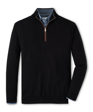 Peter Millar Suede Trim Quarter-Zip Sweater