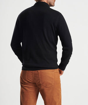 Peter Millar Suede Trim Quarter-Zip Sweater