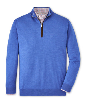 Peter Millar Suede Trim Quarter-Zip Sweater