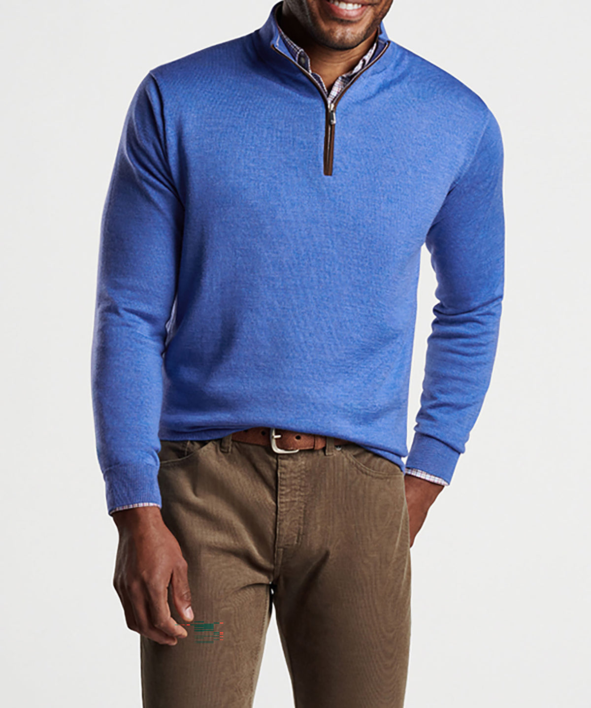 Peter Millar Suede Trim Quarter-Zip Sweater, Men's Big & Tall