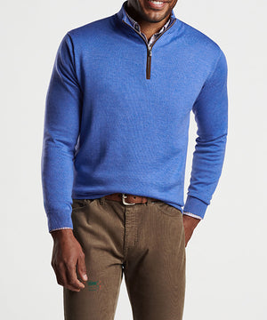 Peter Millar Suede Trim Quarter-Zip Sweater