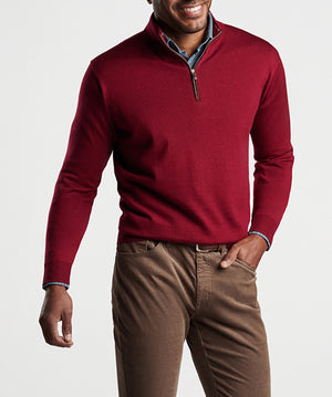 Peter Millar Suede Trim Quarter-Zip Sweater