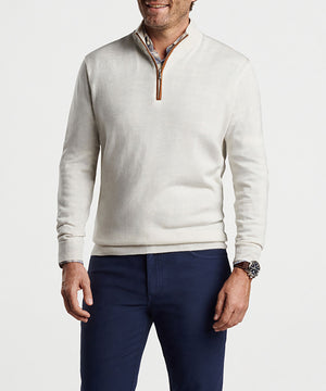 Peter Millar Suede Trim Quarter-Zip Sweater