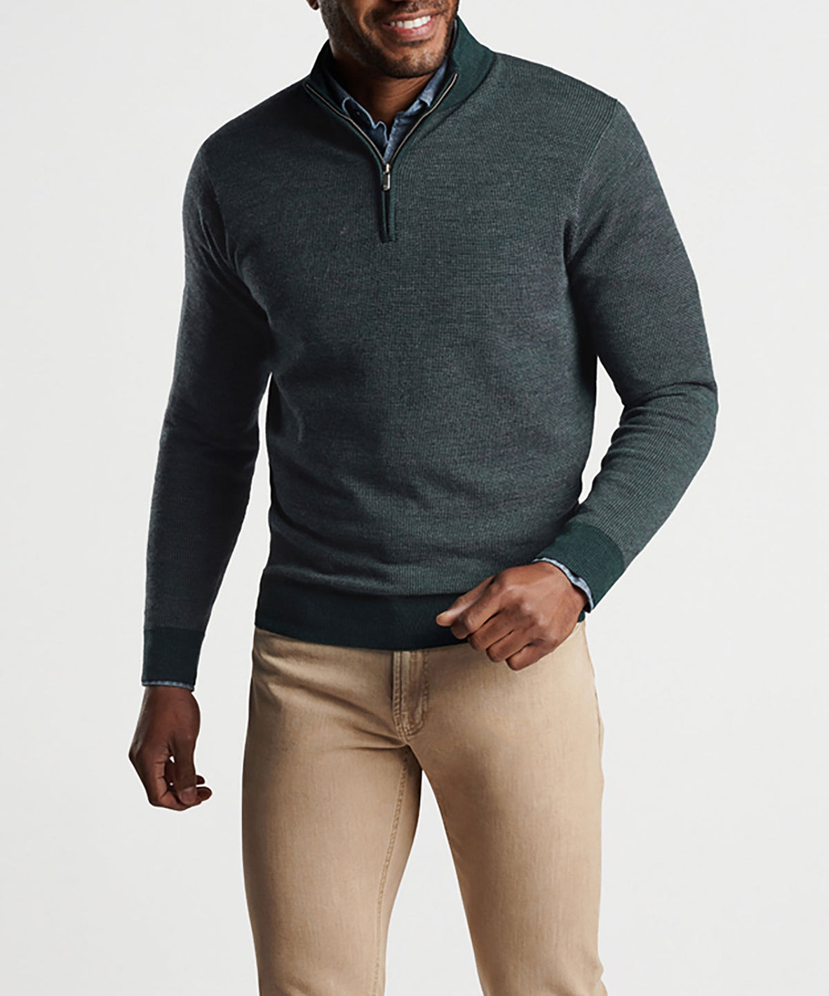 Peter Millar Breaker Birdseye Quarter-Zip Sweater, Men's Big & Tall