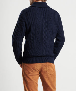 Peter Millar Fisherman Cable Shawl Cardigan