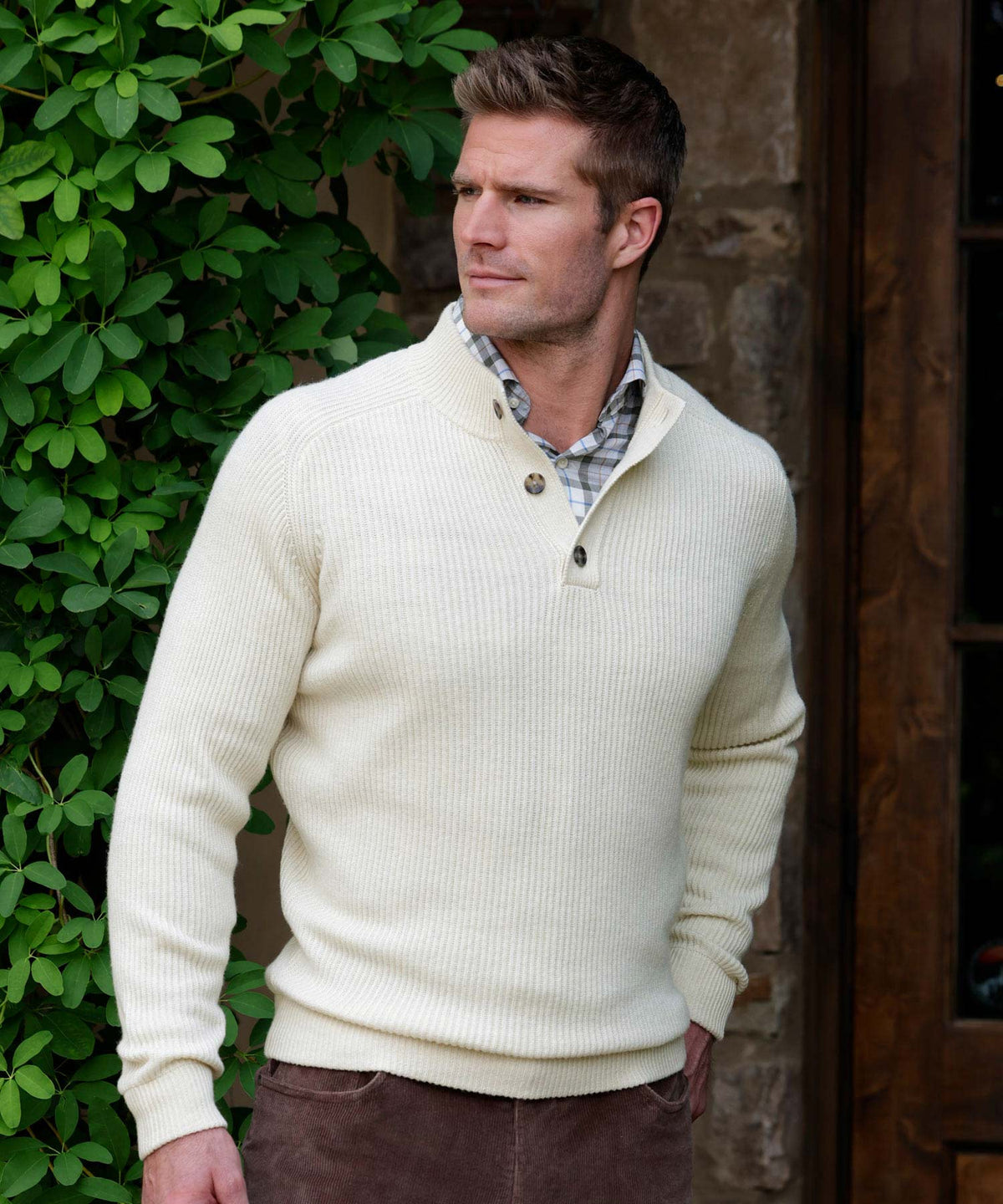 Peter Millar Digby 3 Button Mock Sweater, Men's Big & Tall