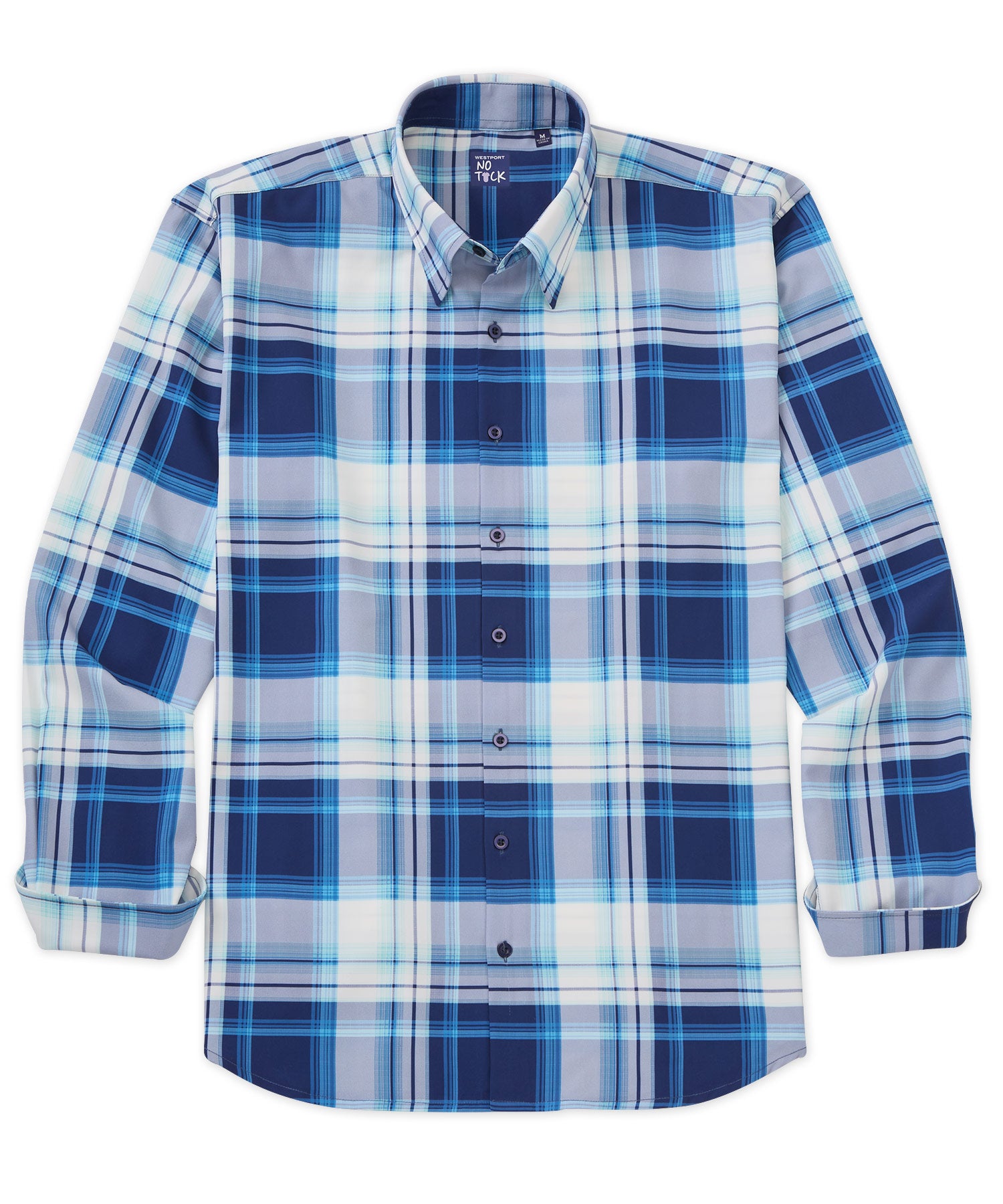 Westport No-Tuck Long Sleeve Big Plaid Performance Stretch Sport Shirt, Men's Big & Tall