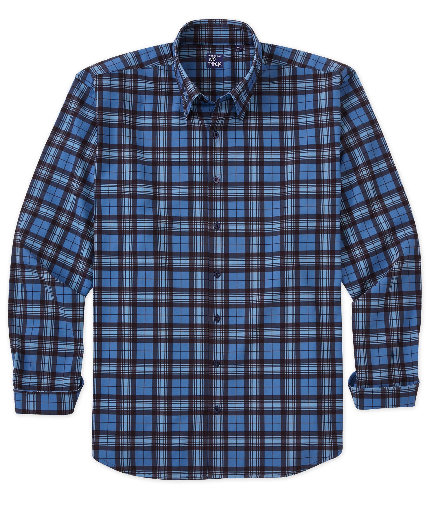 Westport No-Tuck Long Sleeve Plaid Performance Stretch Sport Shirt, Men's Big & Tall