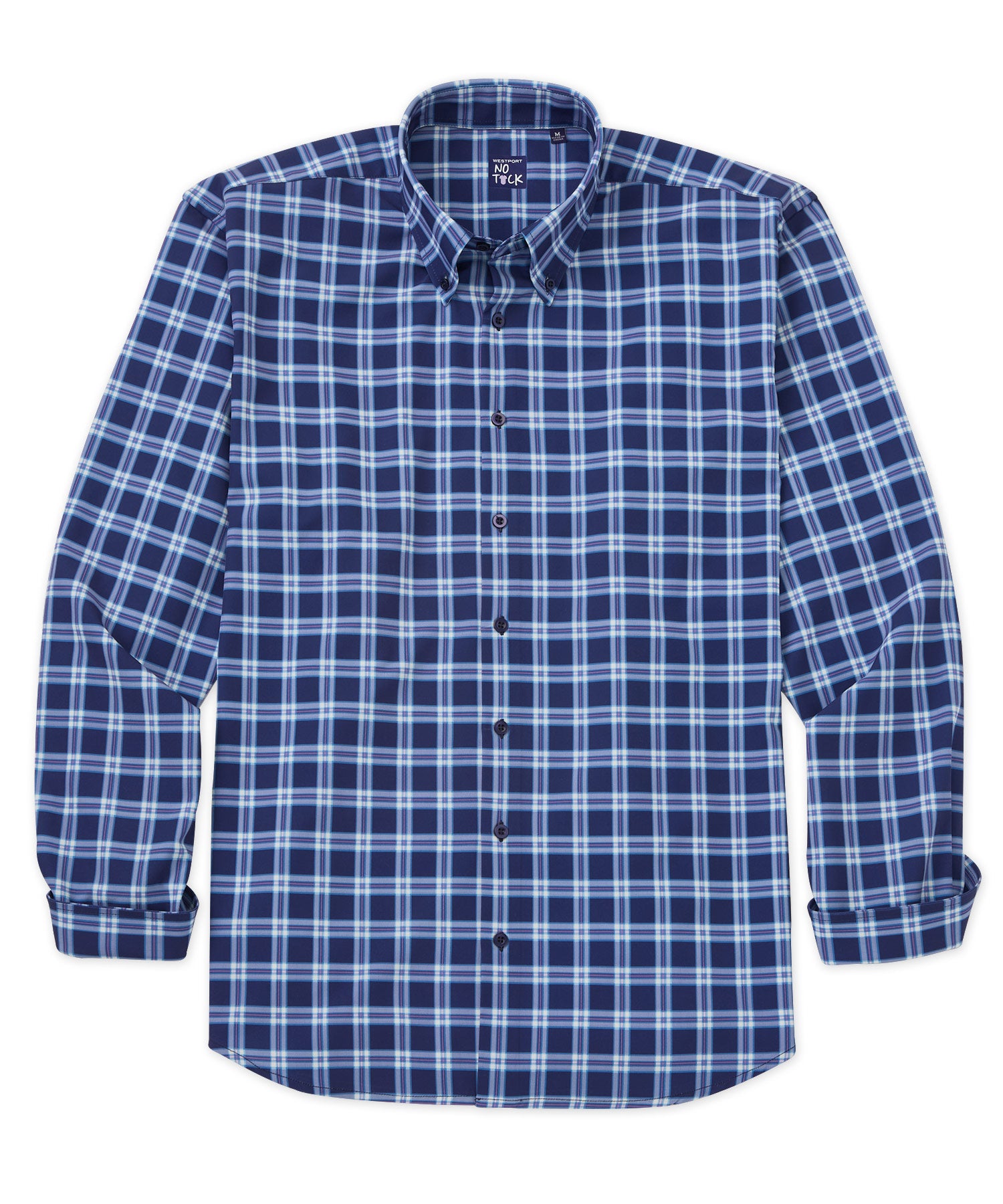 Westport No-Tuck Long Sleeve Plaid Performance Stretch Sport Shirt, Men's Big & Tall