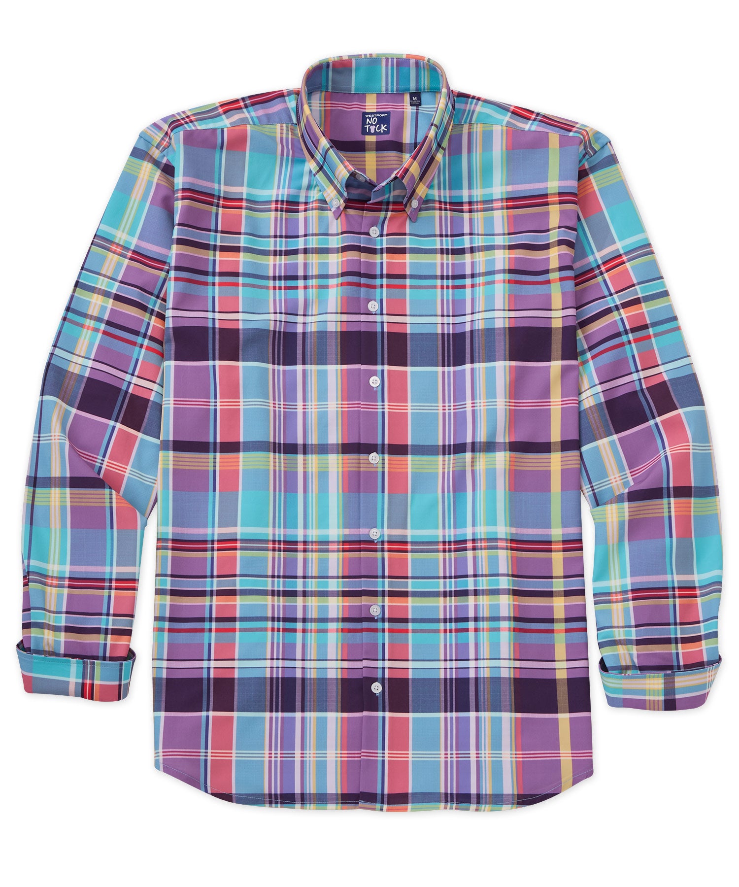 Westport No-Tuck Long Sleeve Plaid Performance Stretch Sport Shirt, Men's Big & Tall