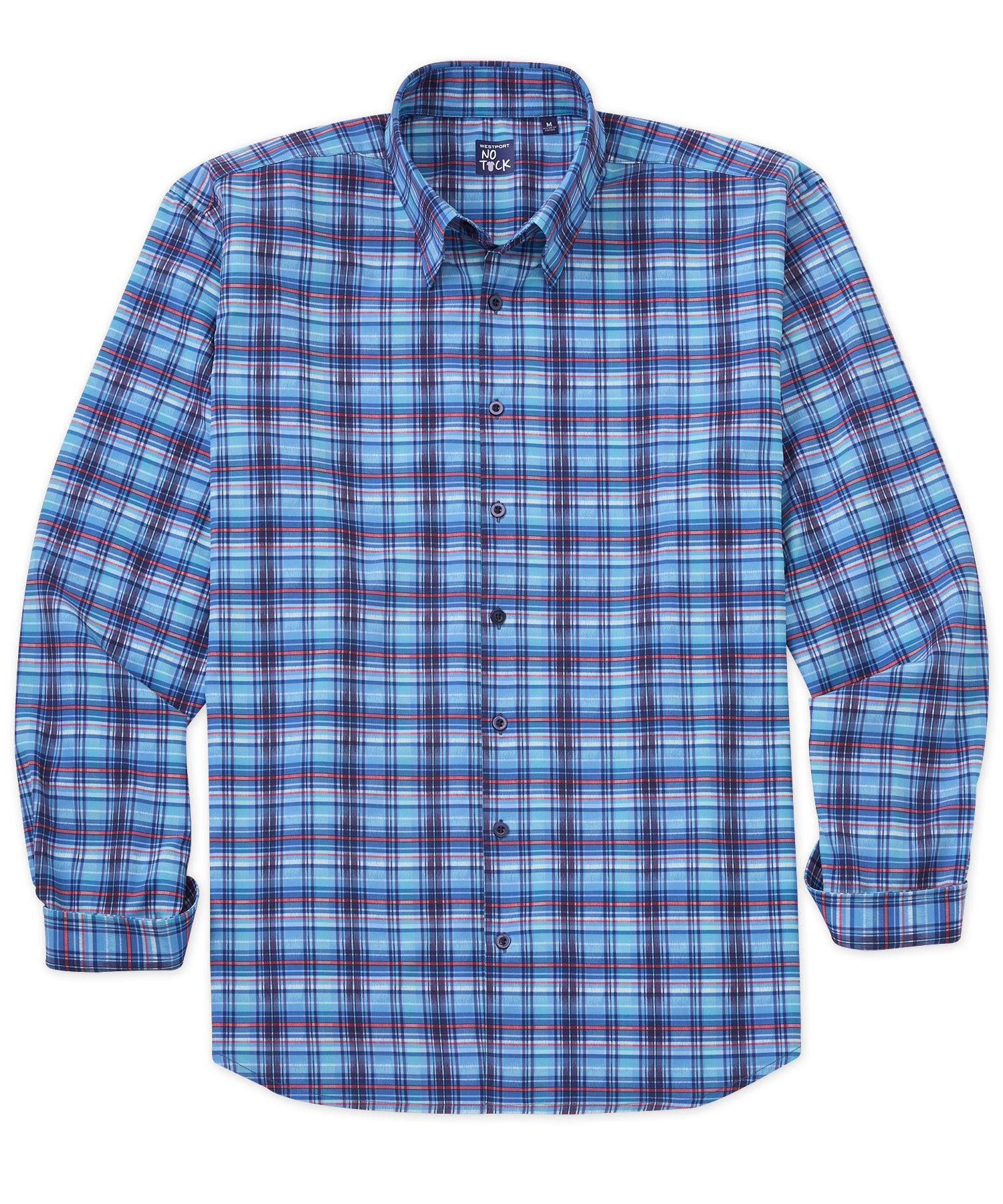 Westport No-Tuck Long Sleeve Plaid Performance Stretch Sport Shirt, Men's Big & Tall