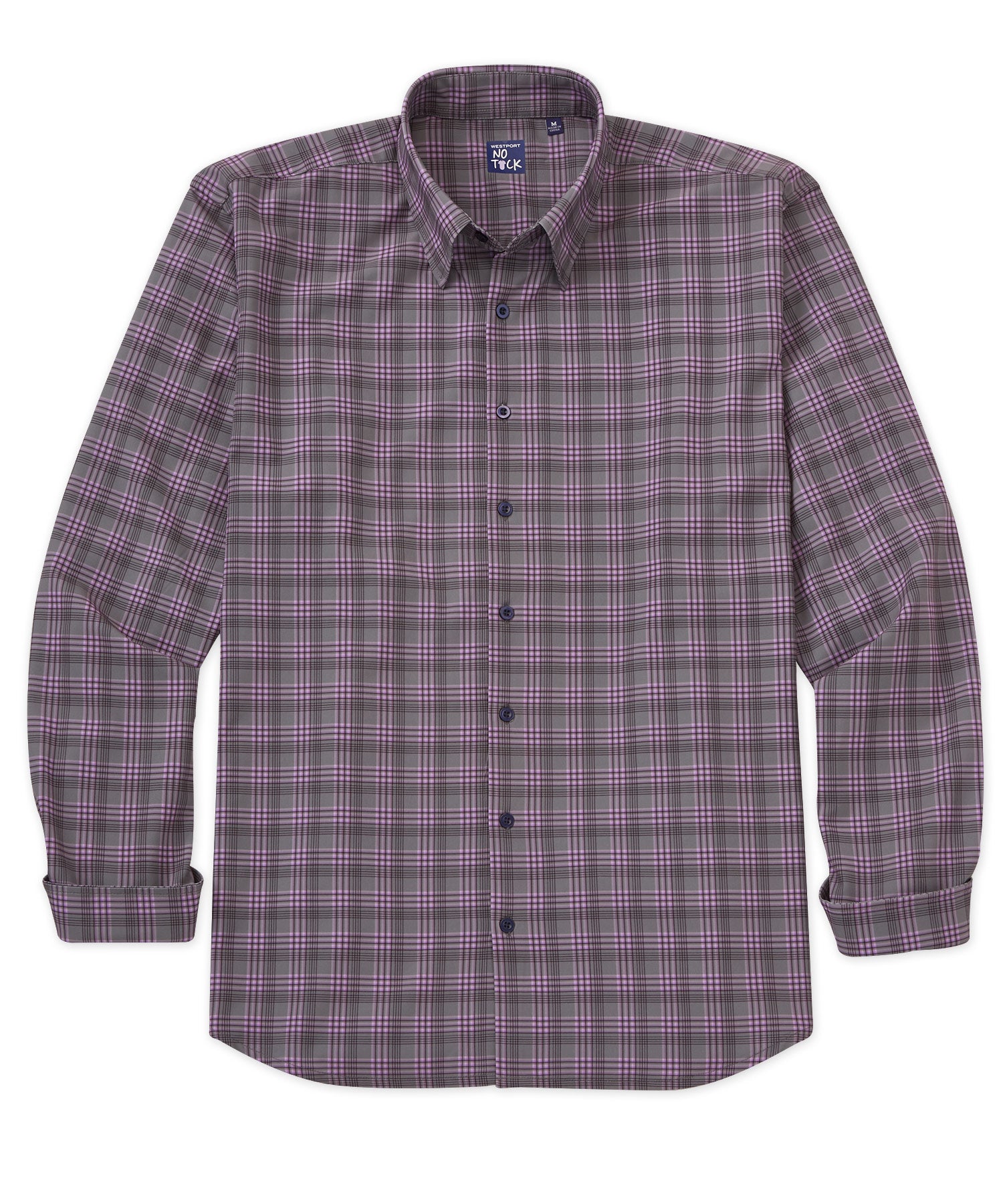 Westport No-Tuck Long Sleeve Plaid Performance Stretch Sport Shirt, Men's Big & Tall