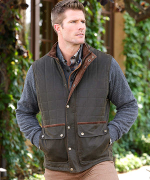 Westport Black Waxed Cotton Quilted Vest