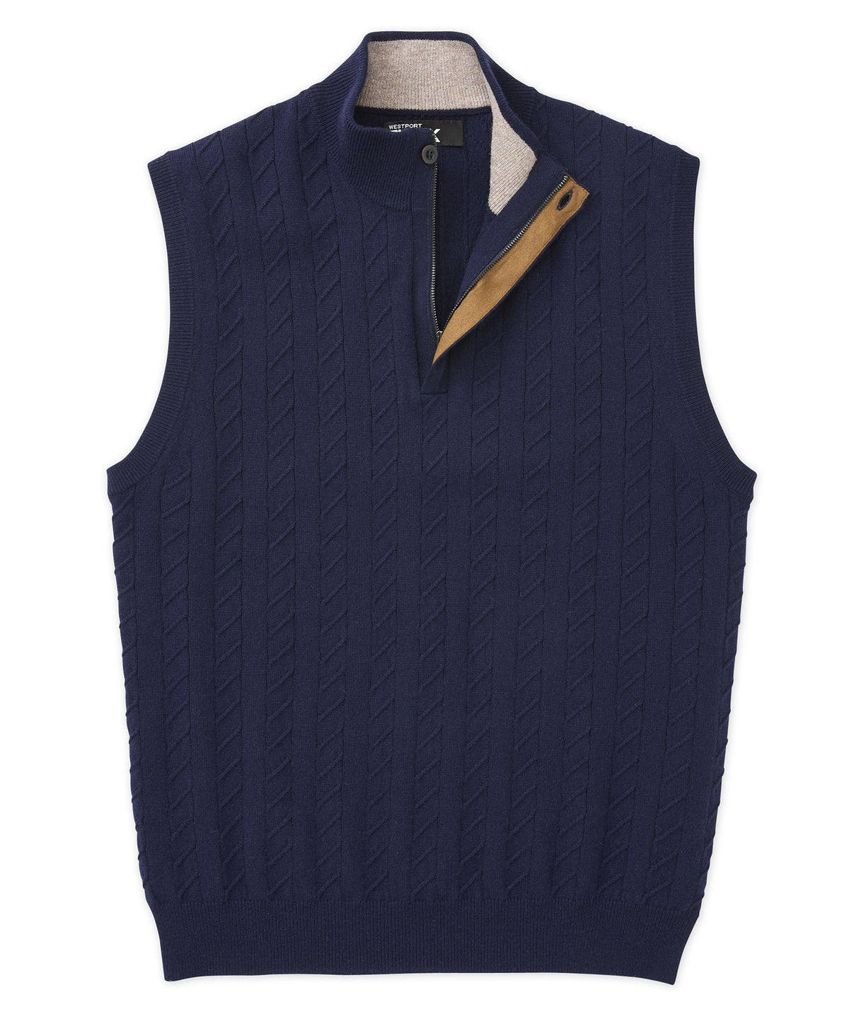 Westport Black Cashmere Blend Cable Vest, Men's Big & Tall