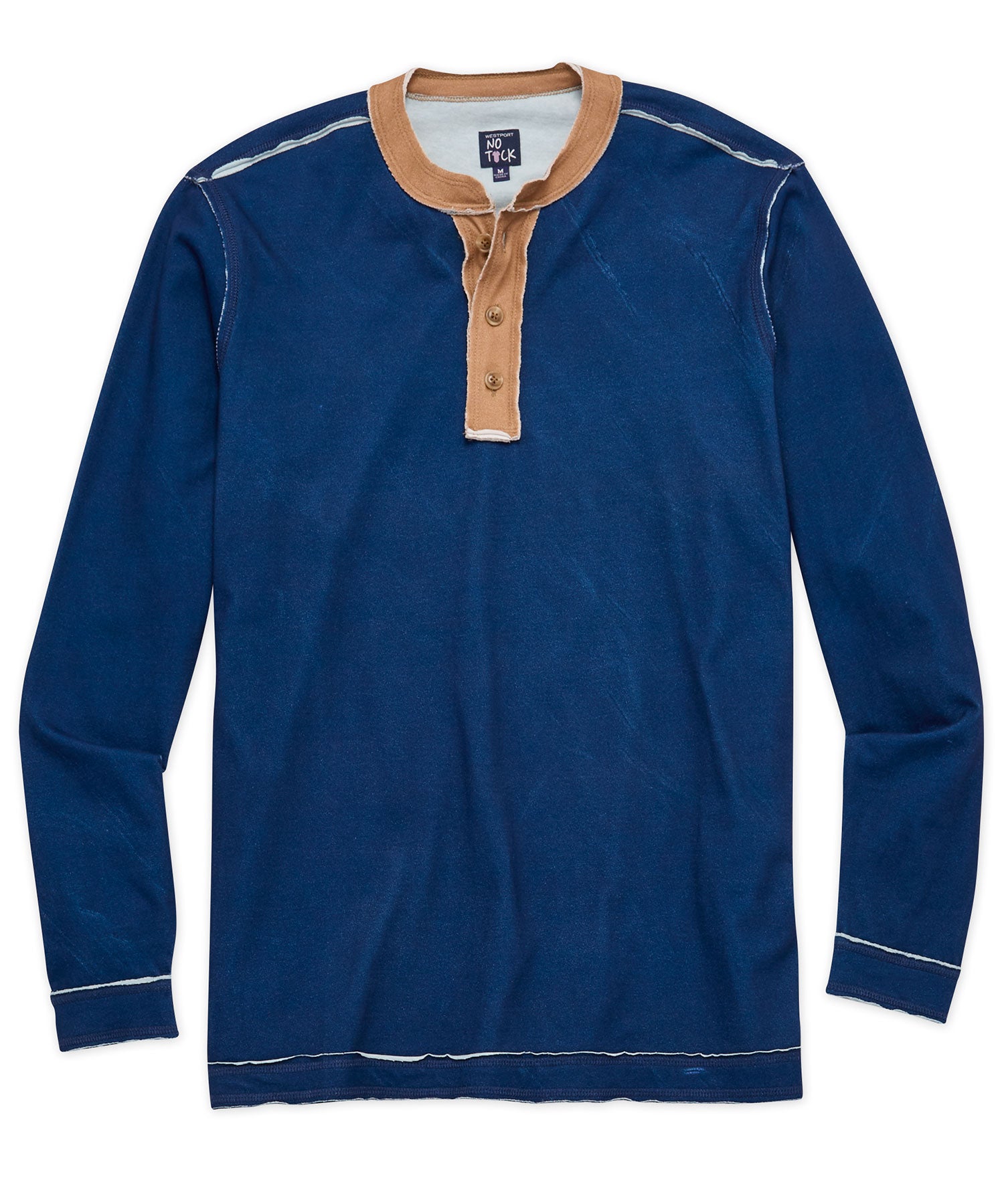 Westport No-Tuck Long Sleeve Rough Edge Henley, Men's Big & Tall