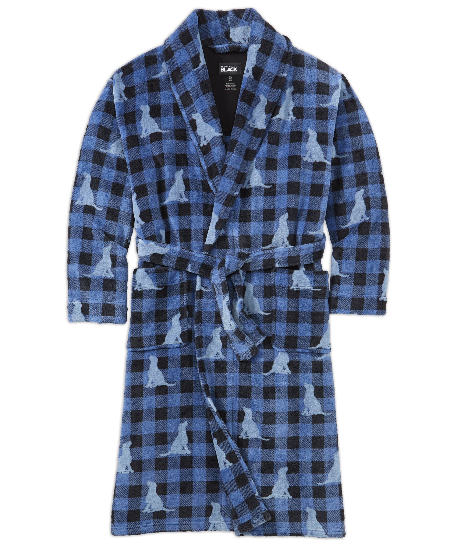 Westport Black Retriever Plaid Shawl Robe, Men's Big & Tall