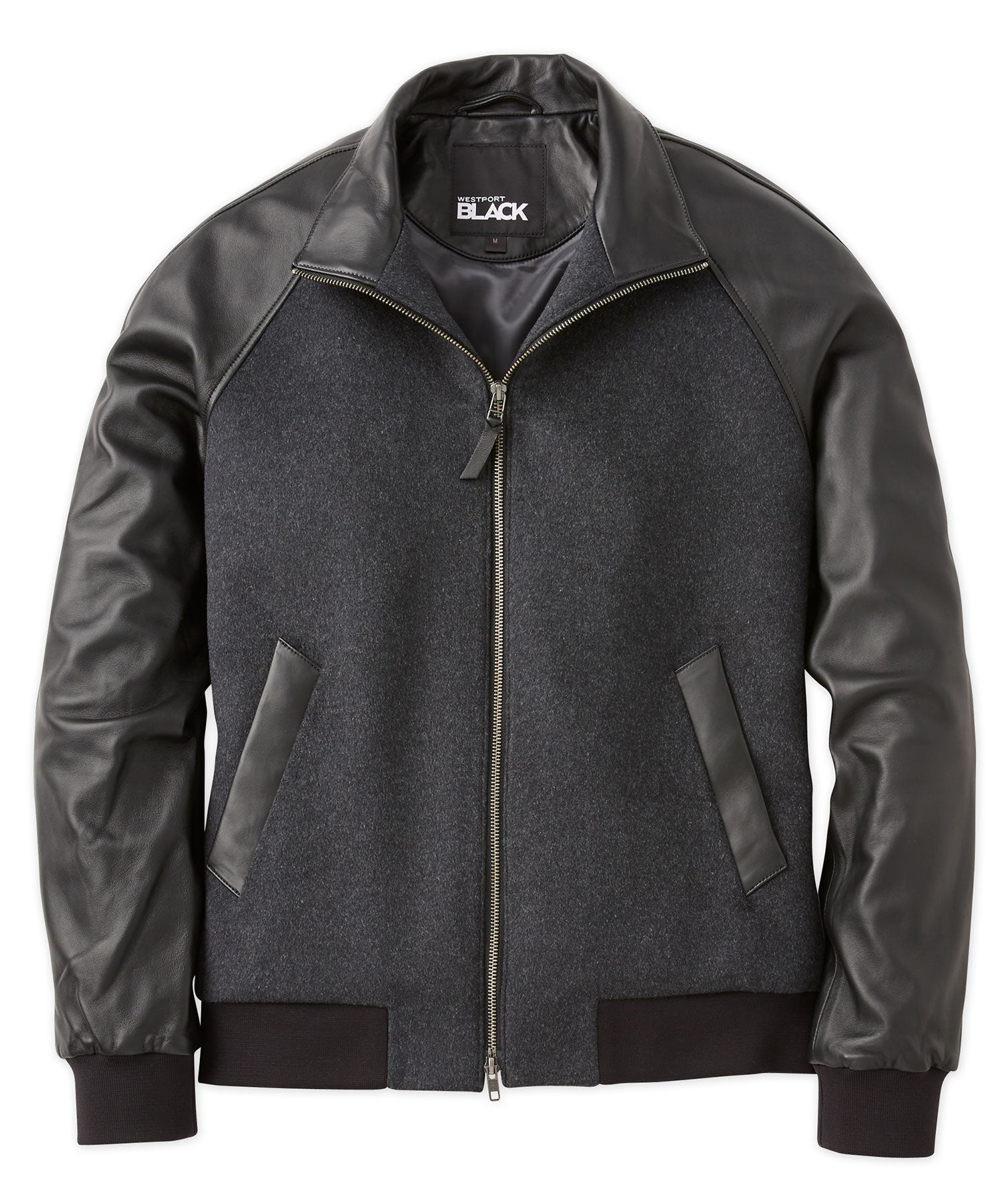 Westport Black Cashmere & Lambskin Bomber Jacket, Men's Big & Tall