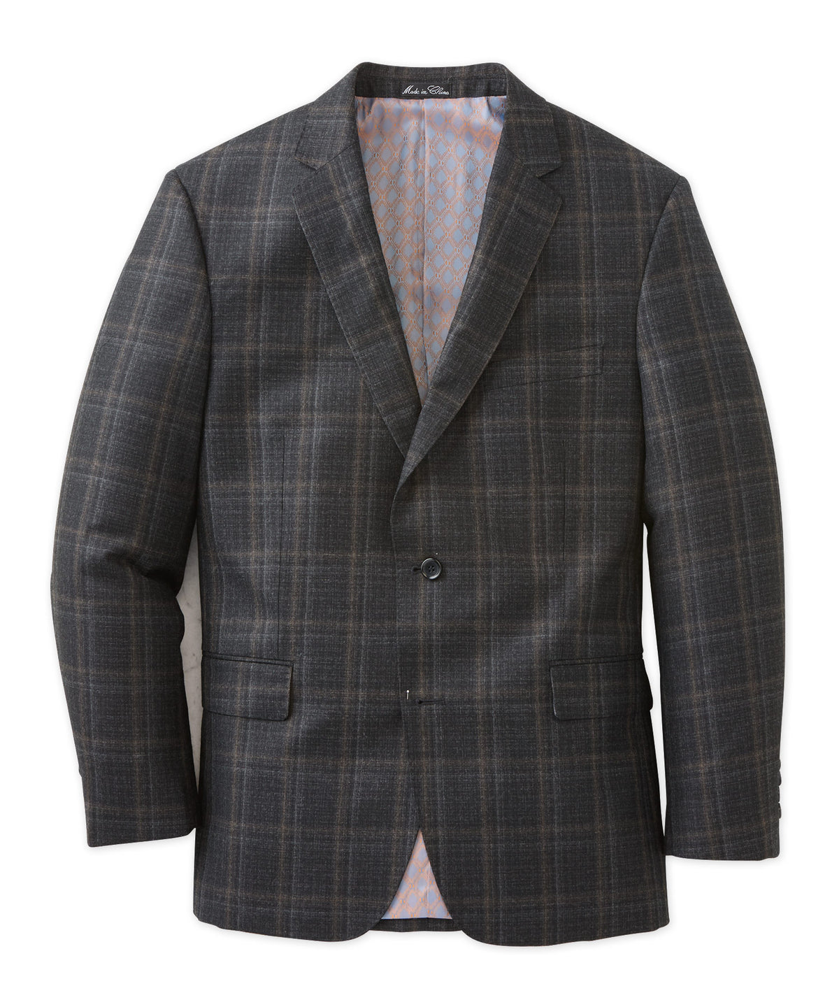 Westport Black Two-Button Windowpane Sport Coat, Men's Big & Tall