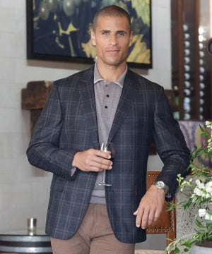 Westport Black Two-Button Windowpane Sport Coat