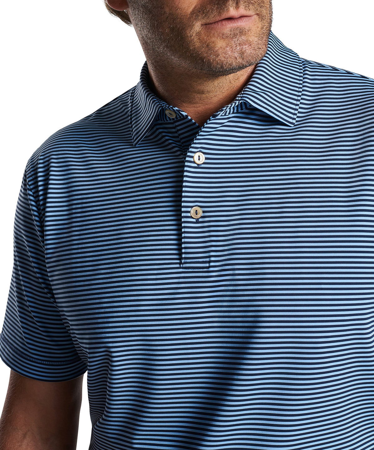 Peter Millar Short Sleeve Hales Stripe Polo Knit Shirt, Men's Big & Tall