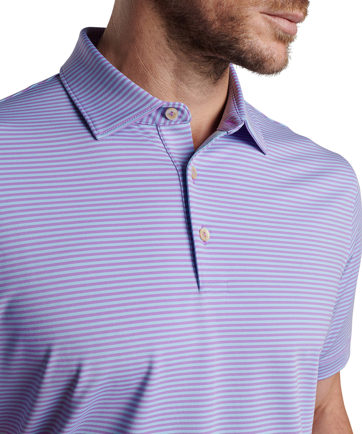 Peter Millar Short Sleeve Hales Stripe Polo Knit Shirt, Men's Big & Tall