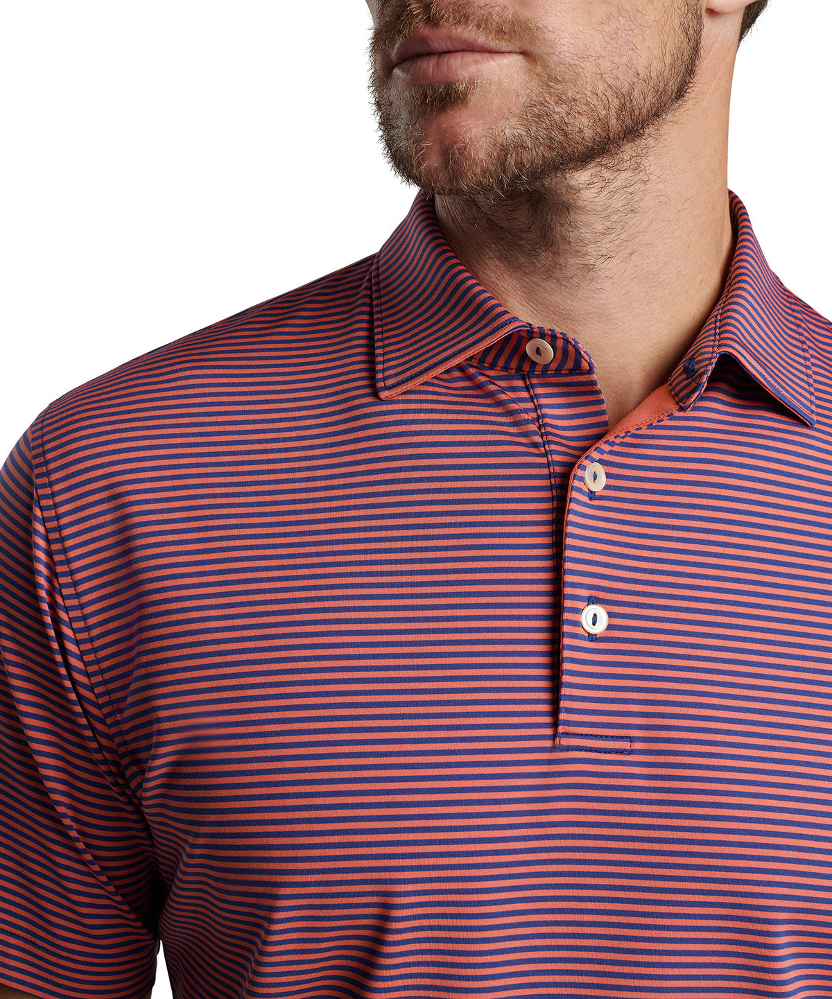 Peter Millar Short Sleeve Hales Stripe Polo Knit Shirt, Men's Big & Tall