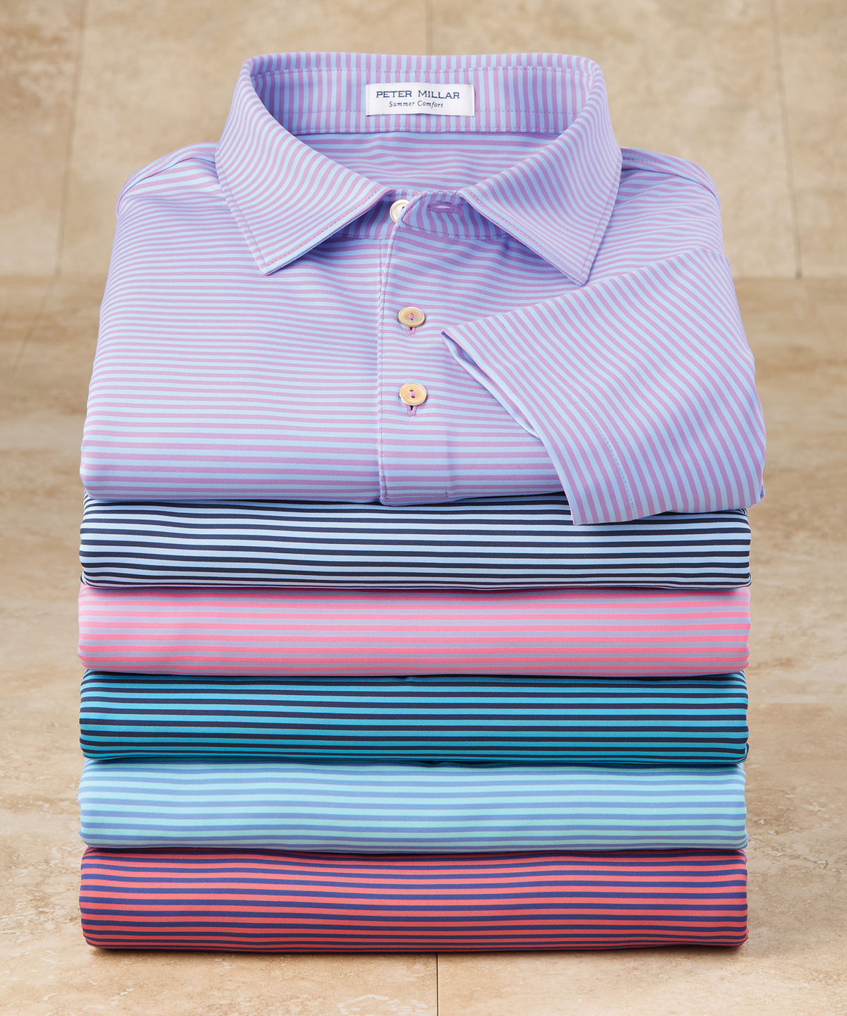 Peter Millar Short Sleeve Hales Stripe Polo Knit Shirt, Men's Big & Tall