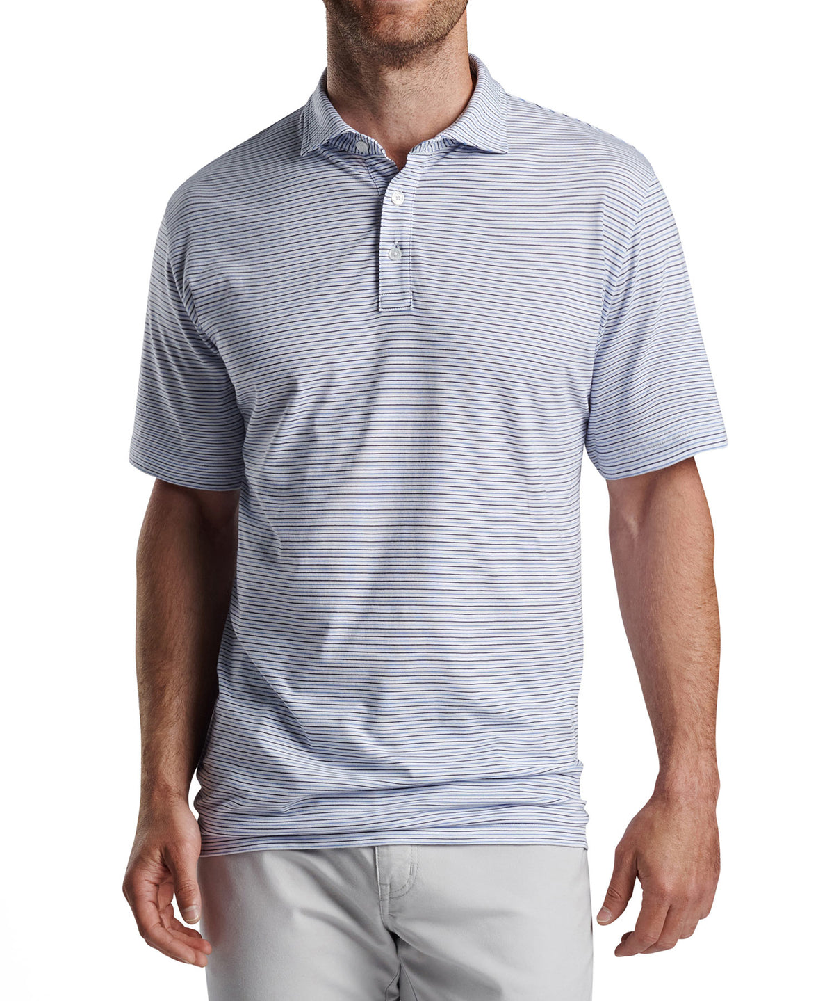 Peter Millar Short Sleeve Pilot Mill Stripe Polo Knit Shirt, Men's Big & Tall