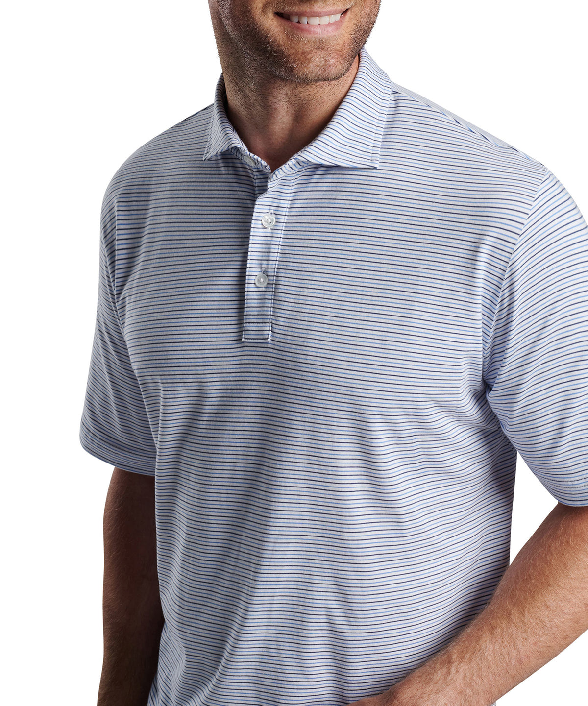 Peter Millar Short Sleeve Pilot Mill Stripe Polo Knit Shirt, Men's Big & Tall