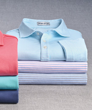 Peter Millar Short Sleeve Pilot Mill Stripe Polo Knit Shirt