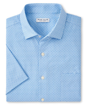 Peter Millar Geo Print Short Sleeve Spread Collar Sport Shirt